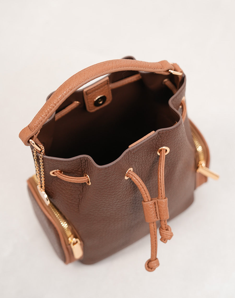 Sac sceau marron et taupe effet grainé