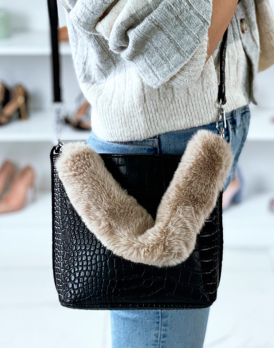 Sac sceau noir effet croco