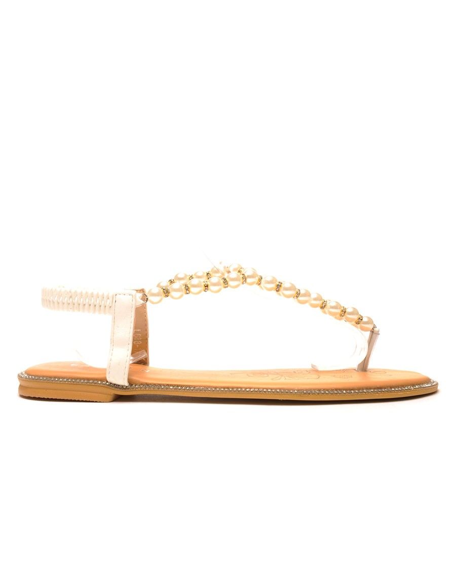Sandale blanche avec perles
