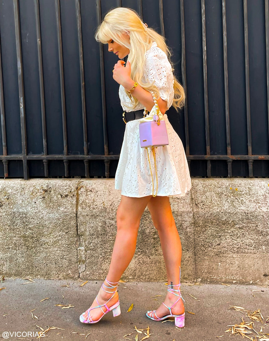 Sandale bleue tie and dye à talon