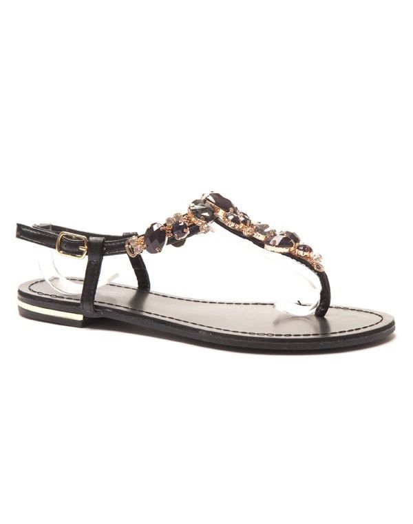 Sandale noire avec perles