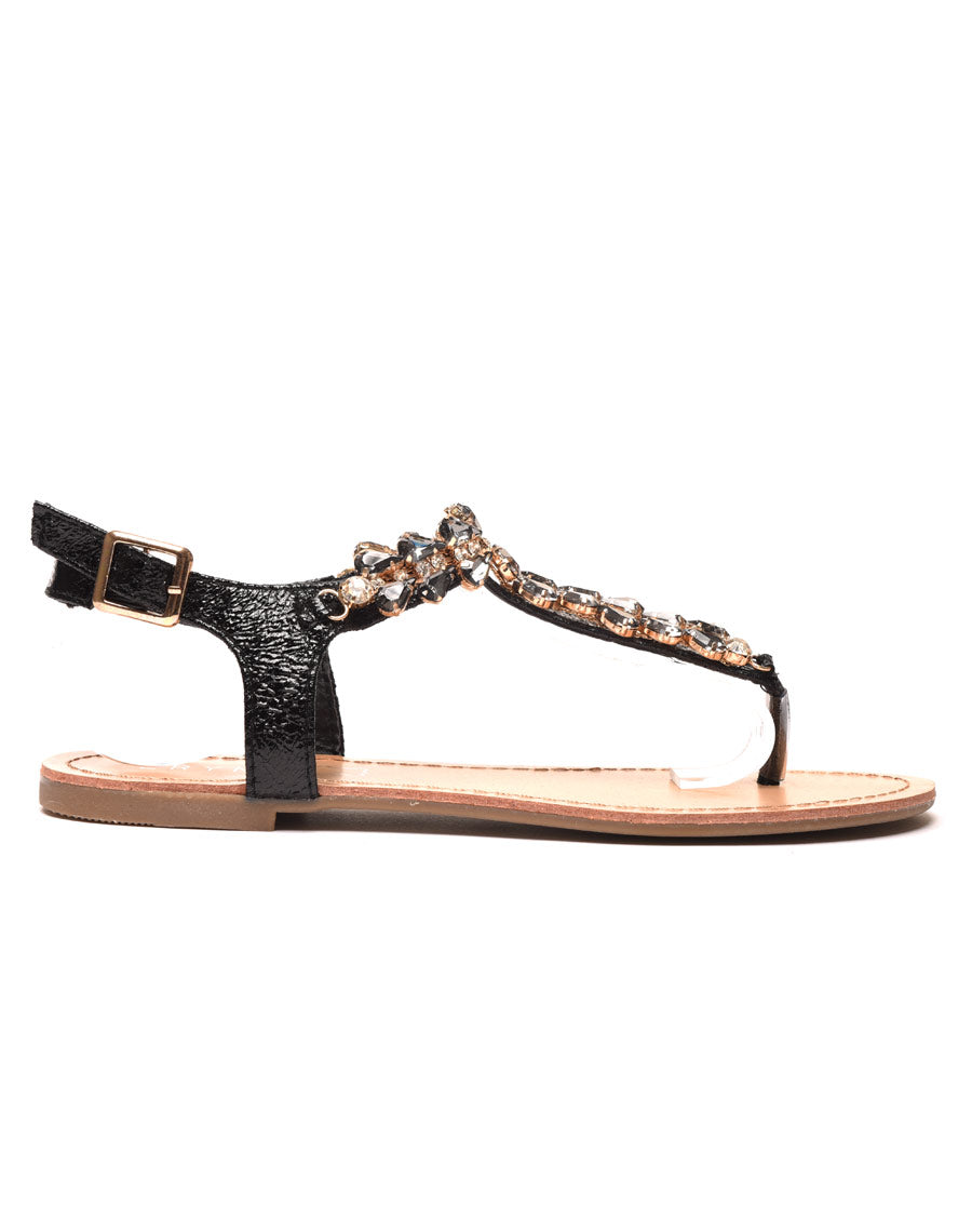 Sandale noire avec perles