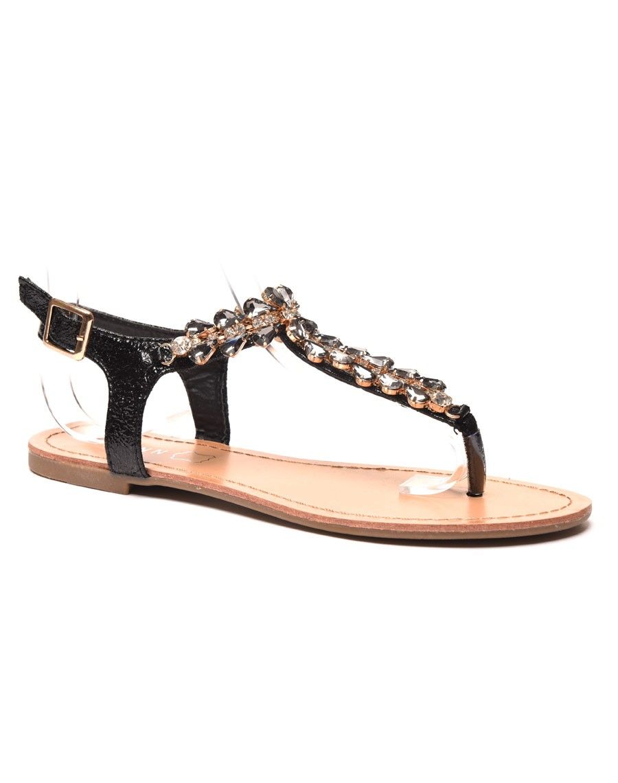 Sandale noire avec perles