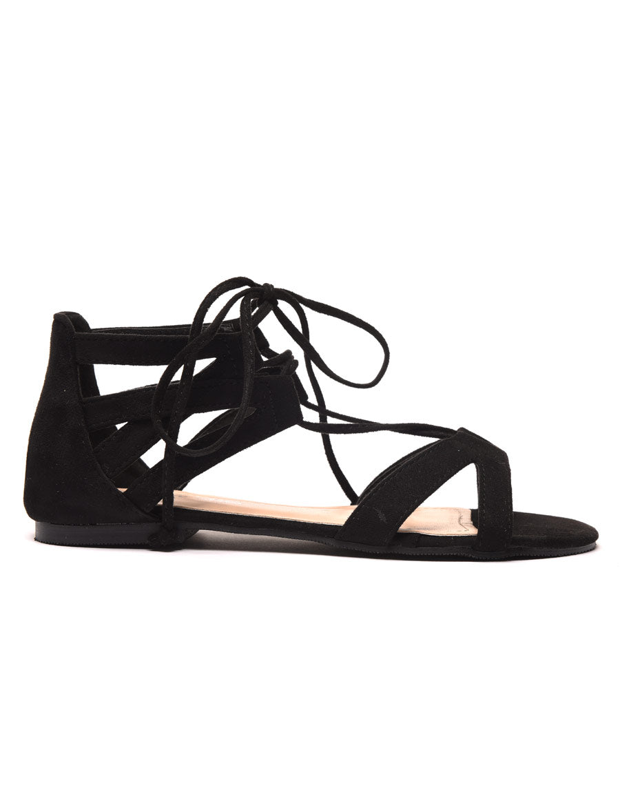 Sandale noire effet suédine