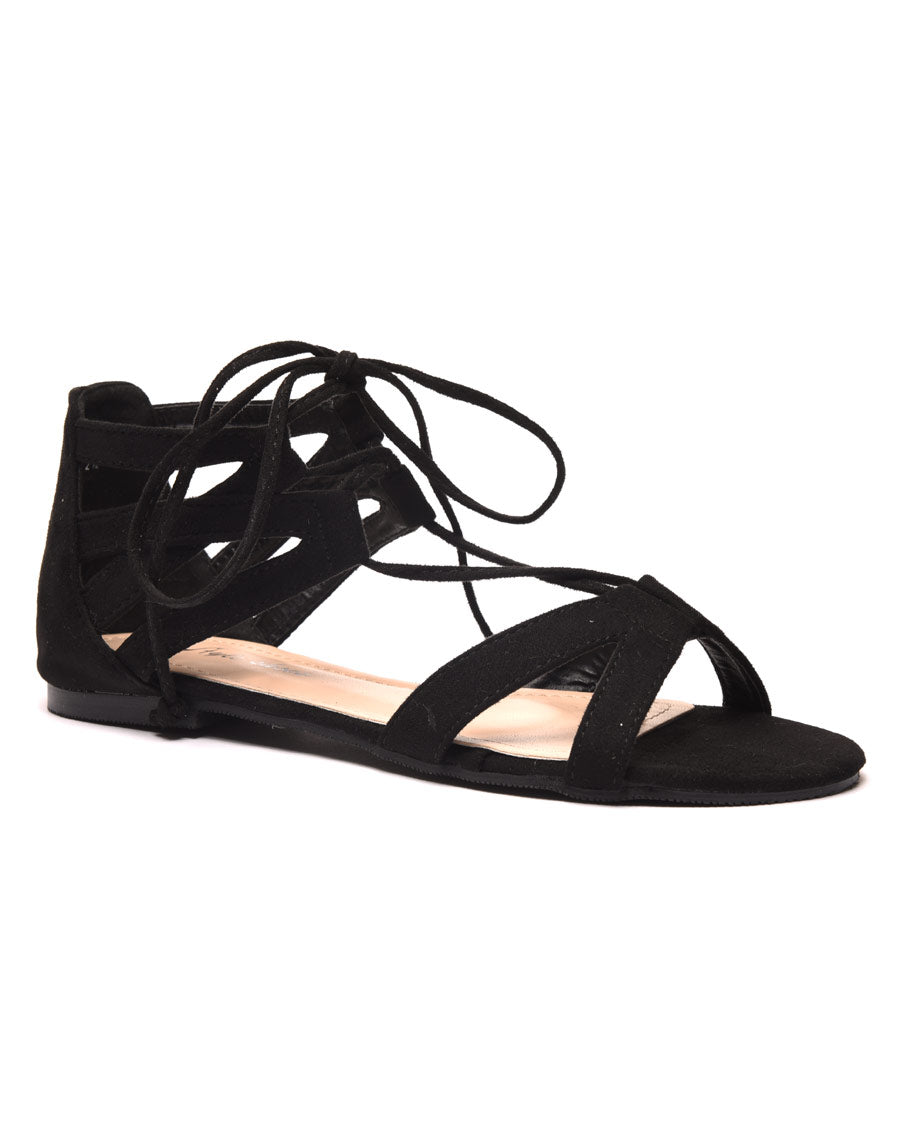 Sandale noire effet suédine