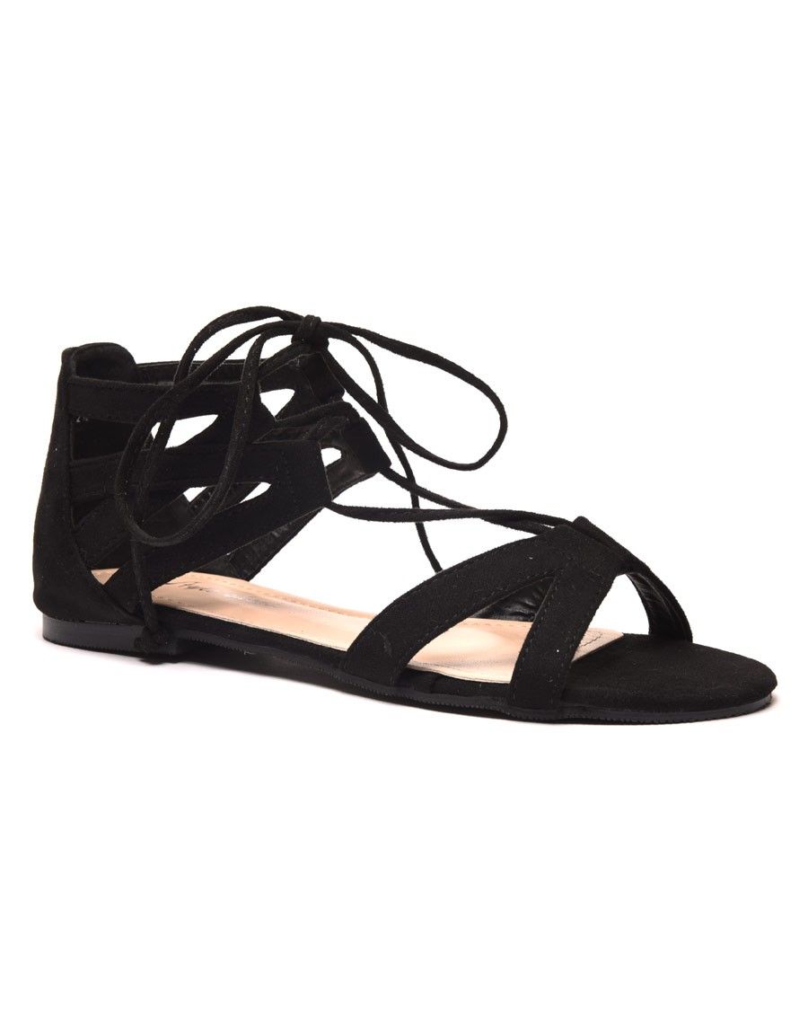 Sandale noire effet suédine