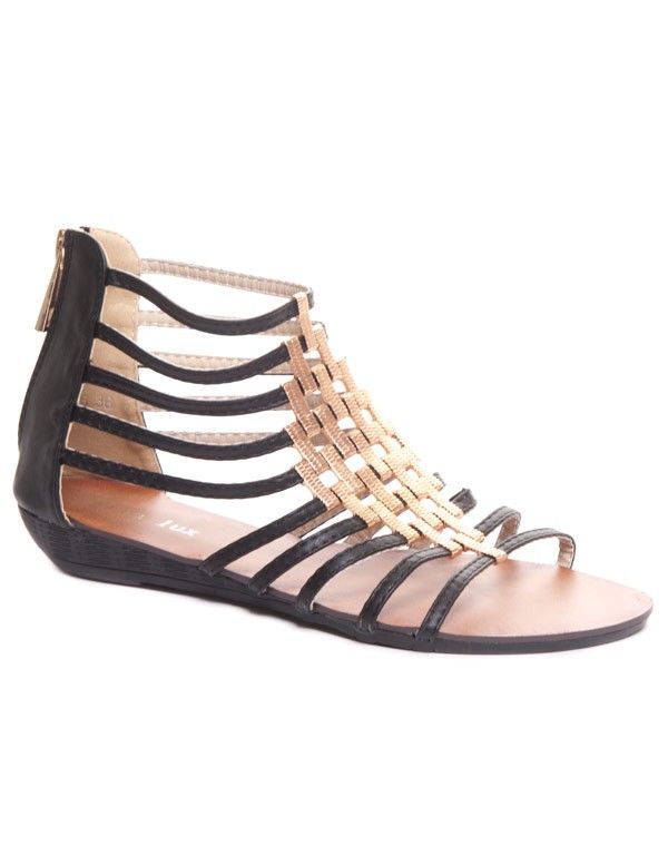 Sandale noire Ella Lux avec détail métallique