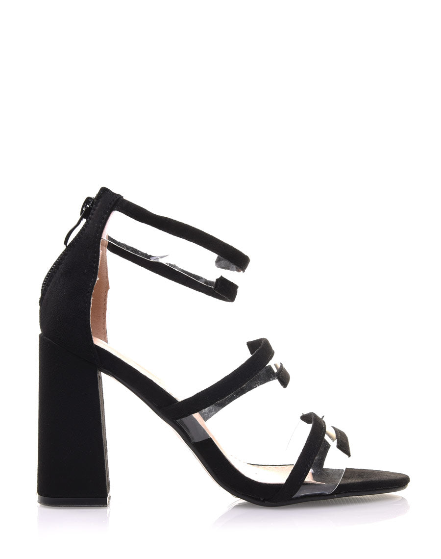Sandale noire à lanières transparente