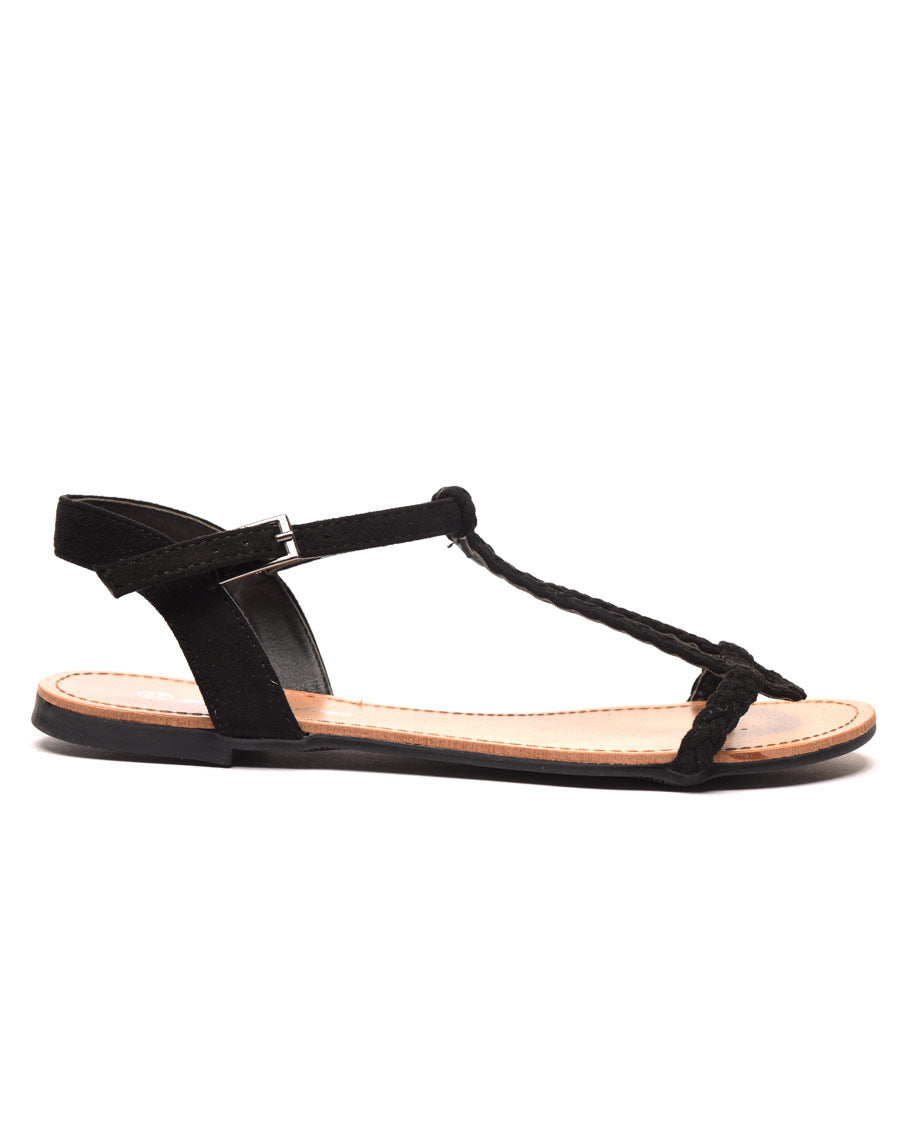 Sandale/nu pieds tressé noire