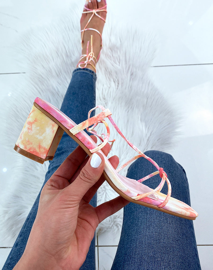 Sandale rose tie and dye à talon