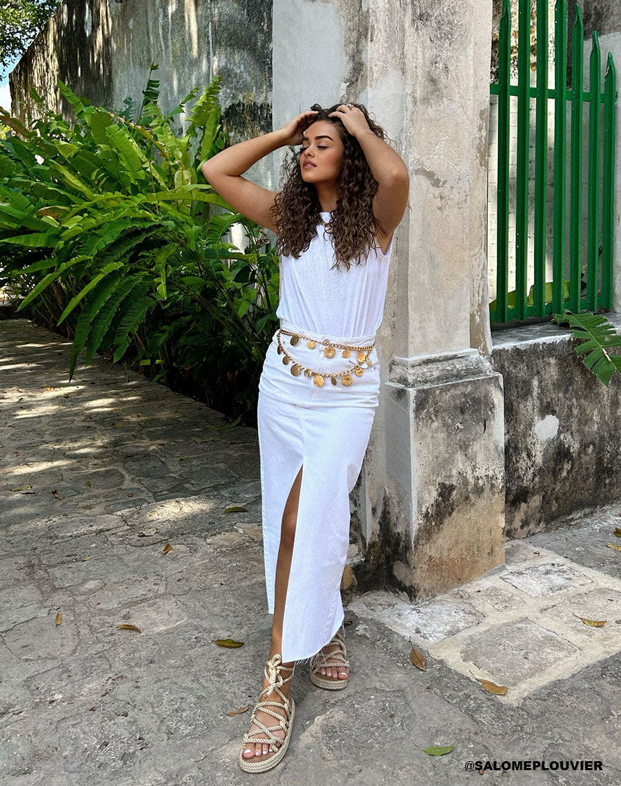 Sandales beiges à plateforme et à corde