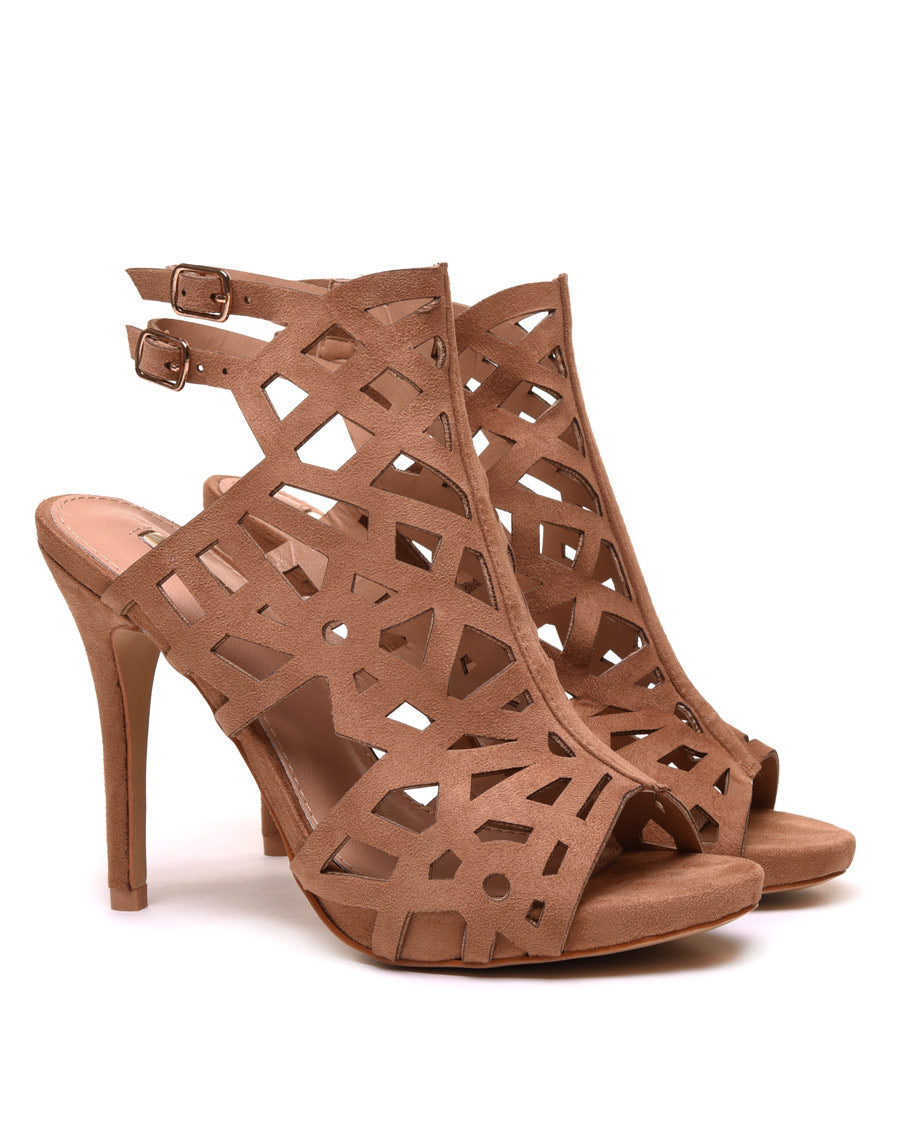 Sandales camel à talons