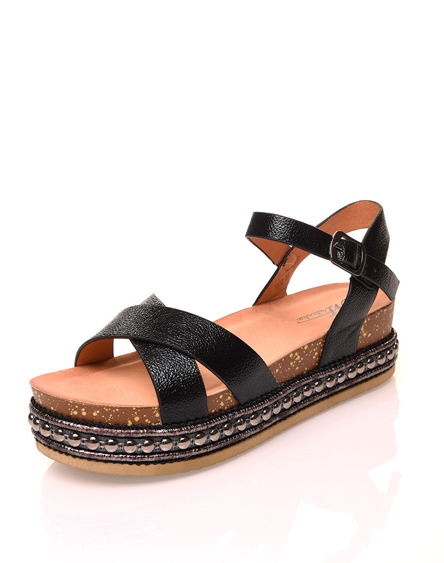 Sandales compensées noires