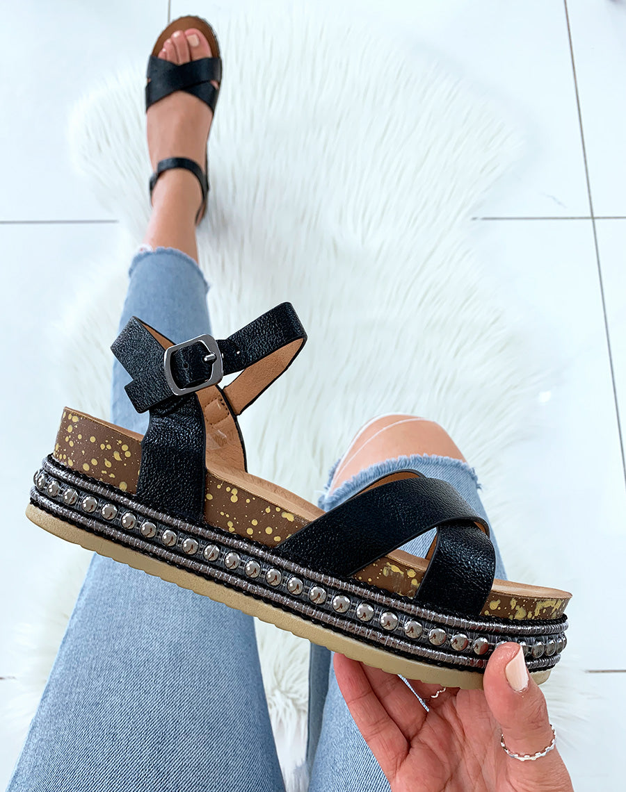 Sandales compensées noires