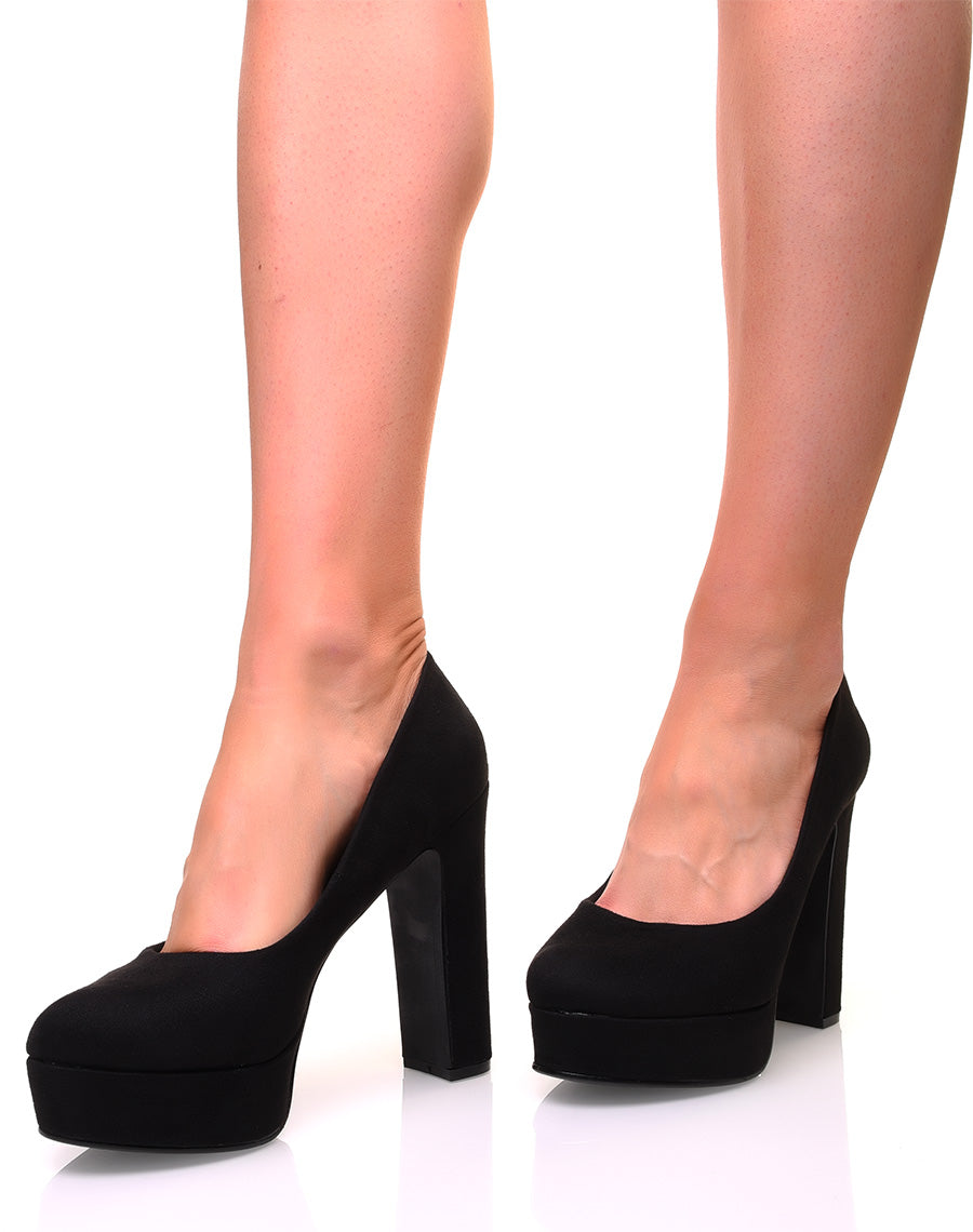 Sandales en suédine à plateforme noir