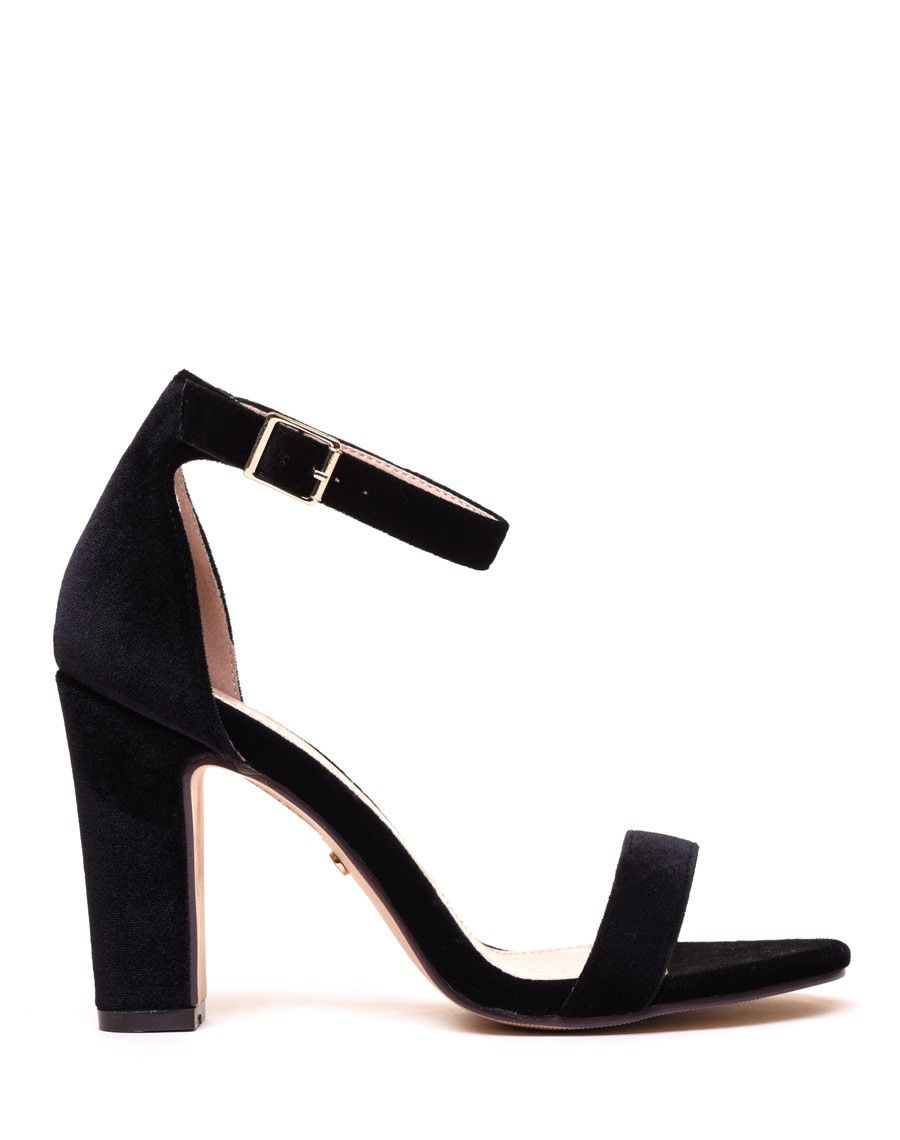 Sandales en velours noires à talons