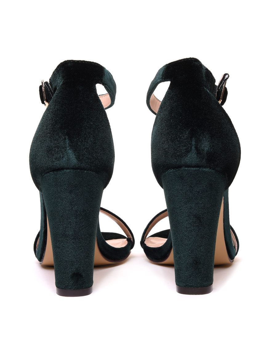 Sandales en velours vertes à talons