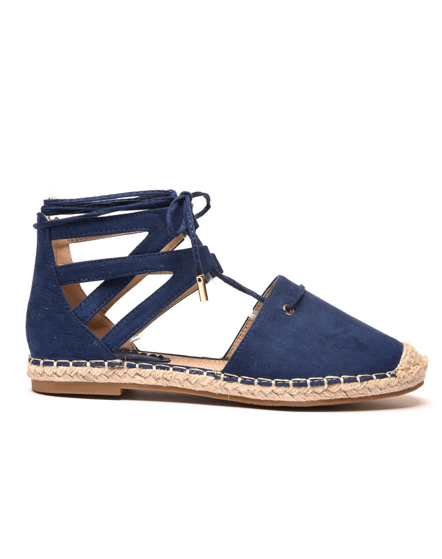 Sandales-espadrilles bleues effet suédine