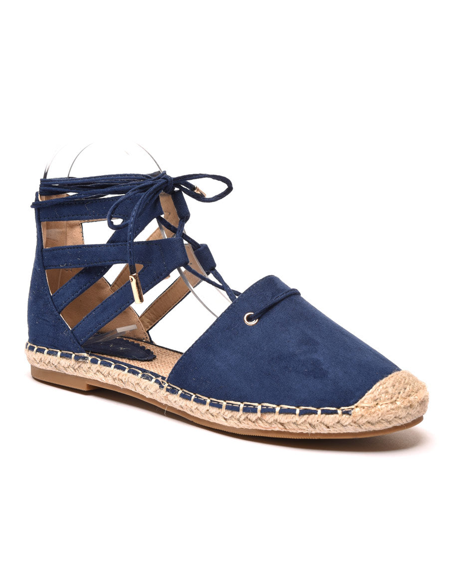 Sandales-espadrilles bleues effet suédine