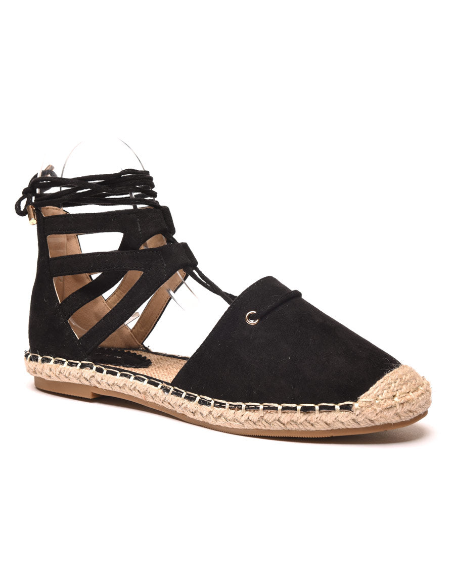 Sandales-espadrilles noires effet suédine