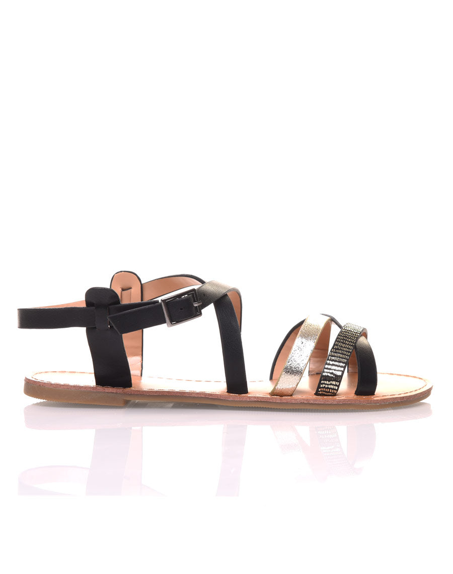 Sandales multi-bride croisée noires