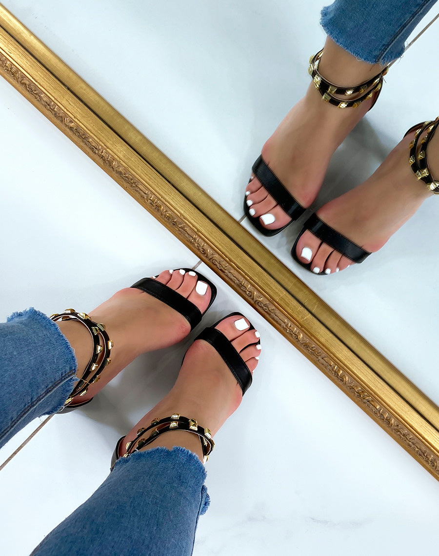 Sandales noires cloutée à talon