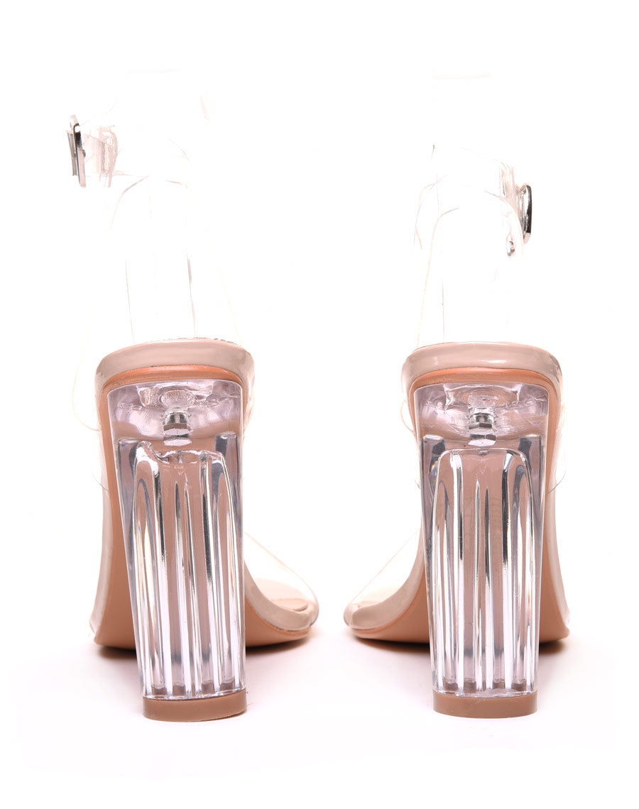 Sandales nudes à talons transparents