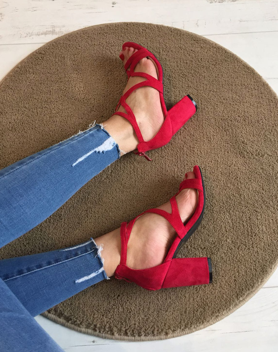 Sandales ouvertes rouge