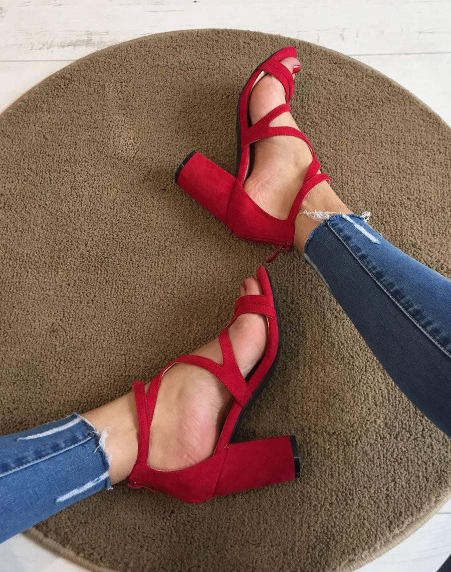 Sandales ouvertes rouge
