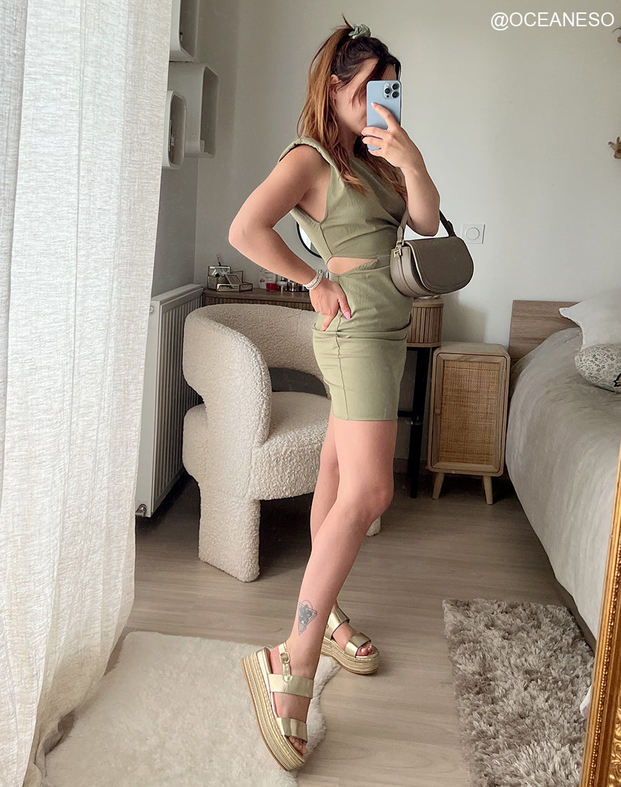 Sandales Pailletées Dorées à Plateforme - Chaussure Femme Au Confort Aérien