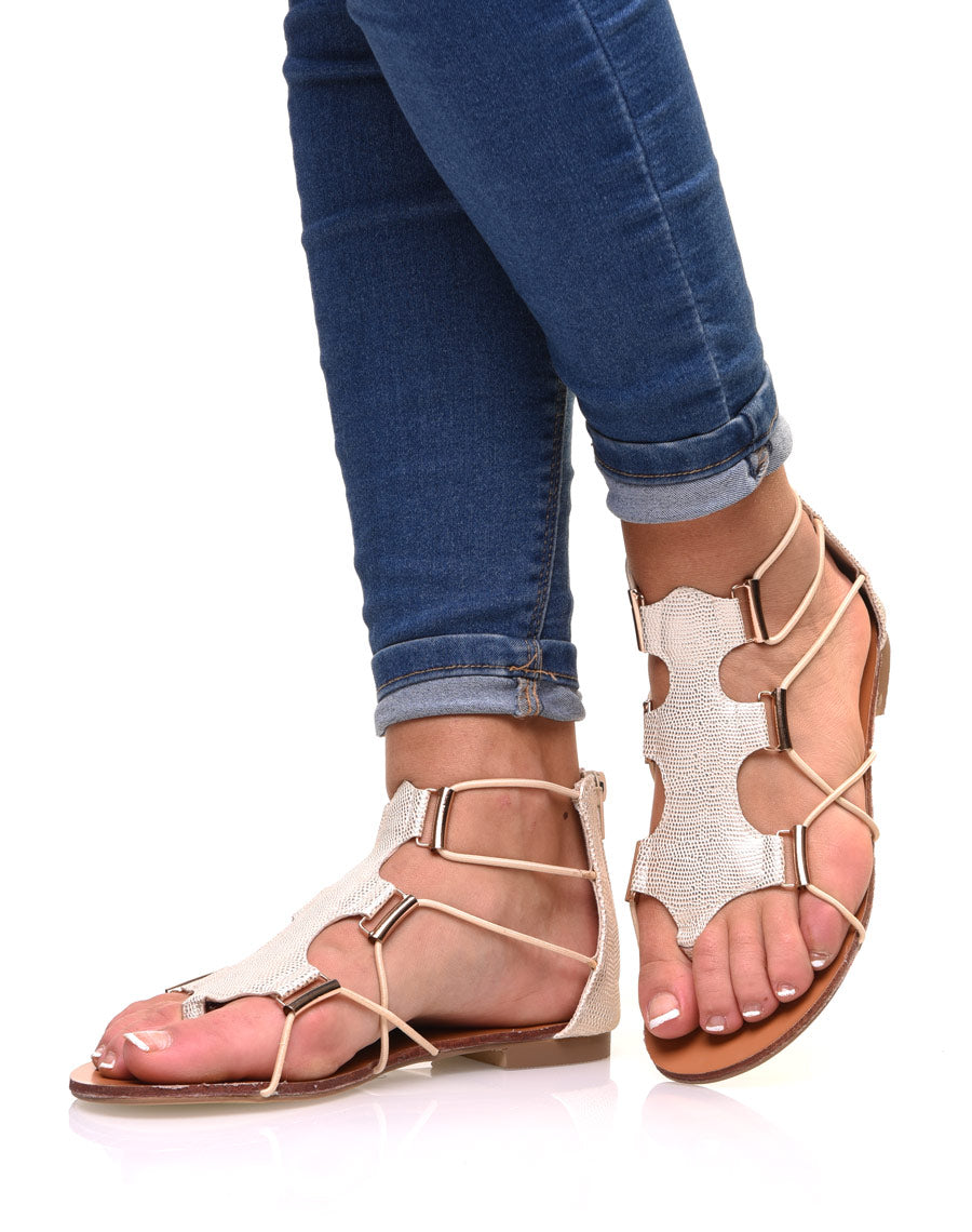 Sandales plates dorées