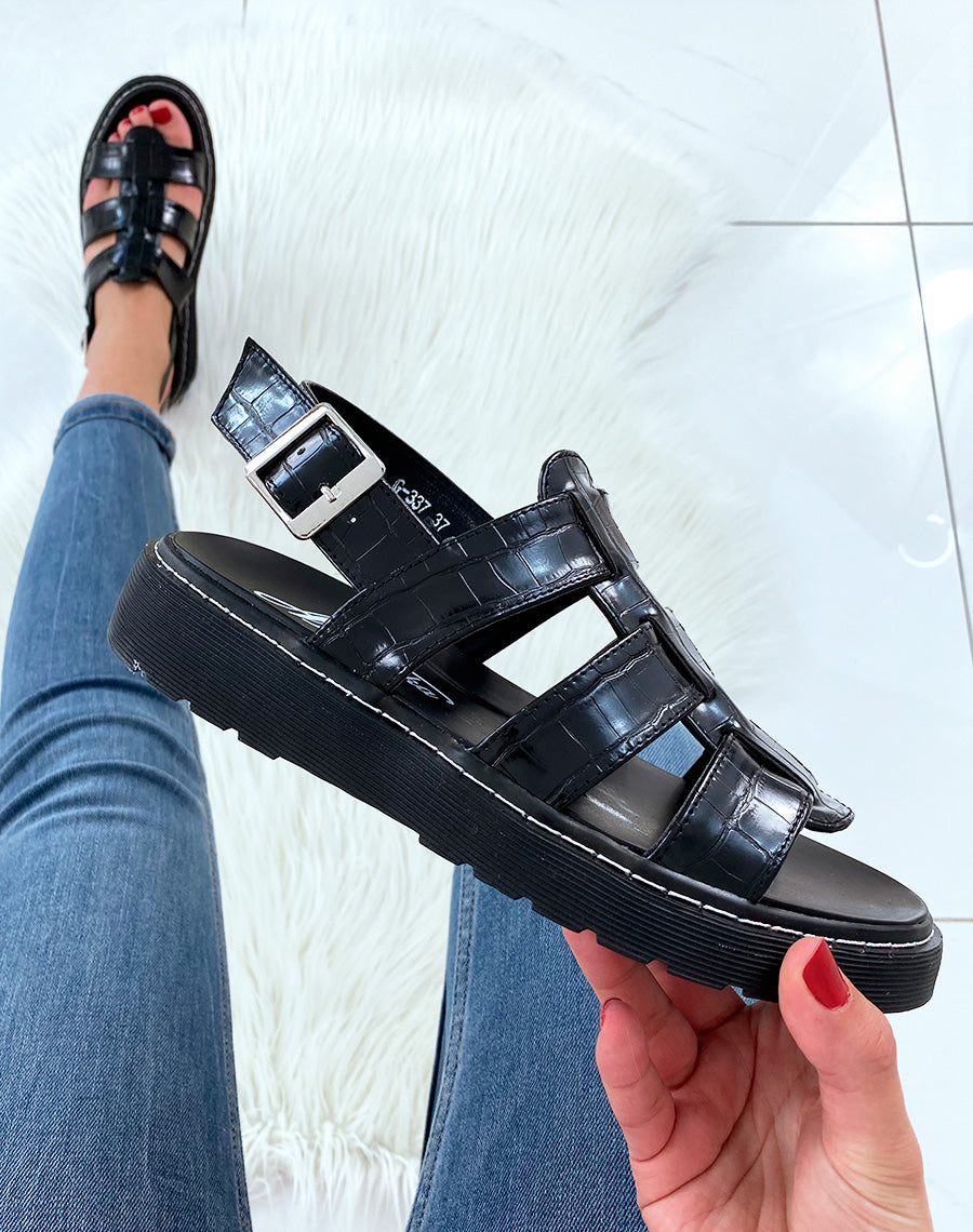 Sandales plates noires