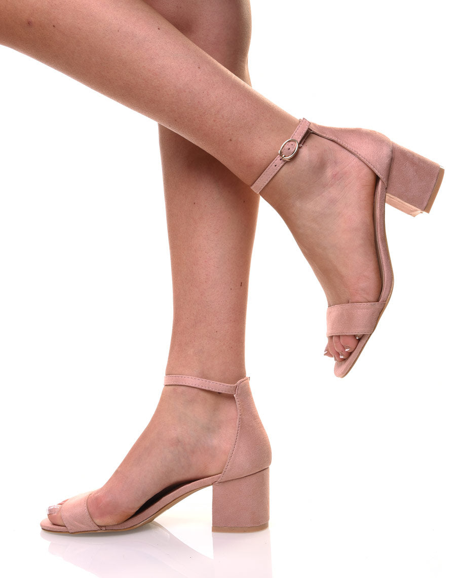 Sandales roses effet suédine