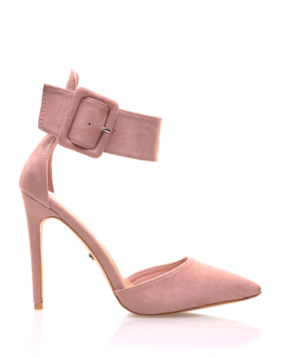 Sandales roses en suédines à bouts pointus