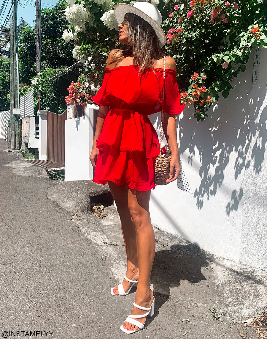 Sandales à talon et à bride blanc en similicuir