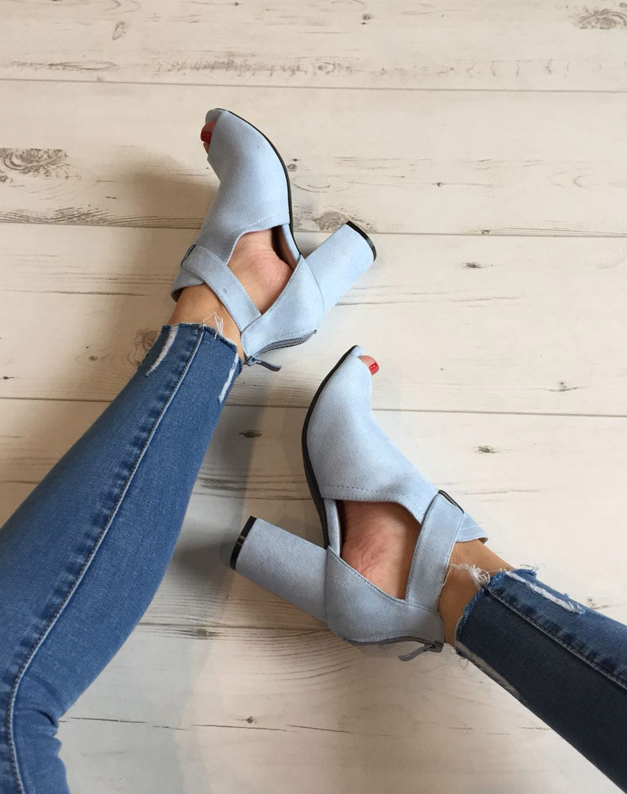 Sandales à talons en suédine bleue