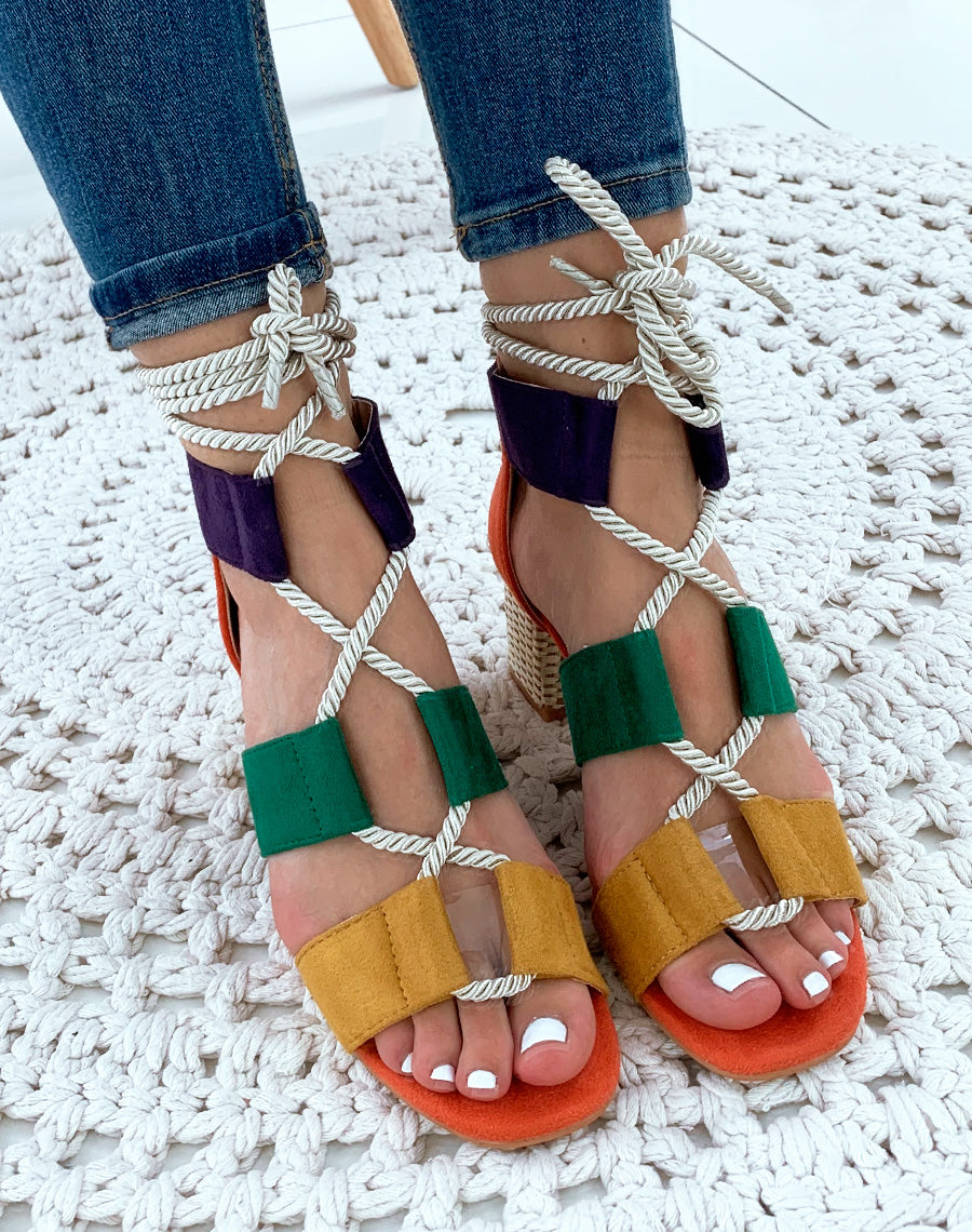 Sandales à talons multicolore