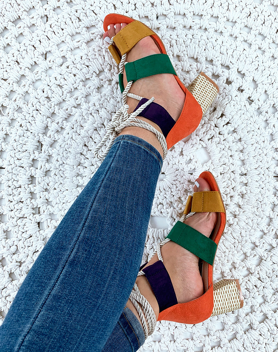 Sandales à talons multicolore