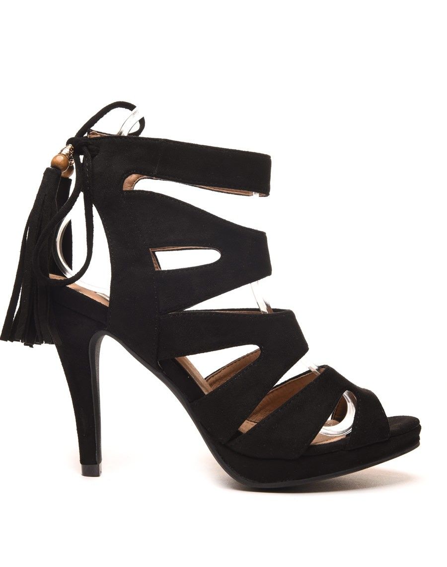 Sandales à talons noires à brides multiples