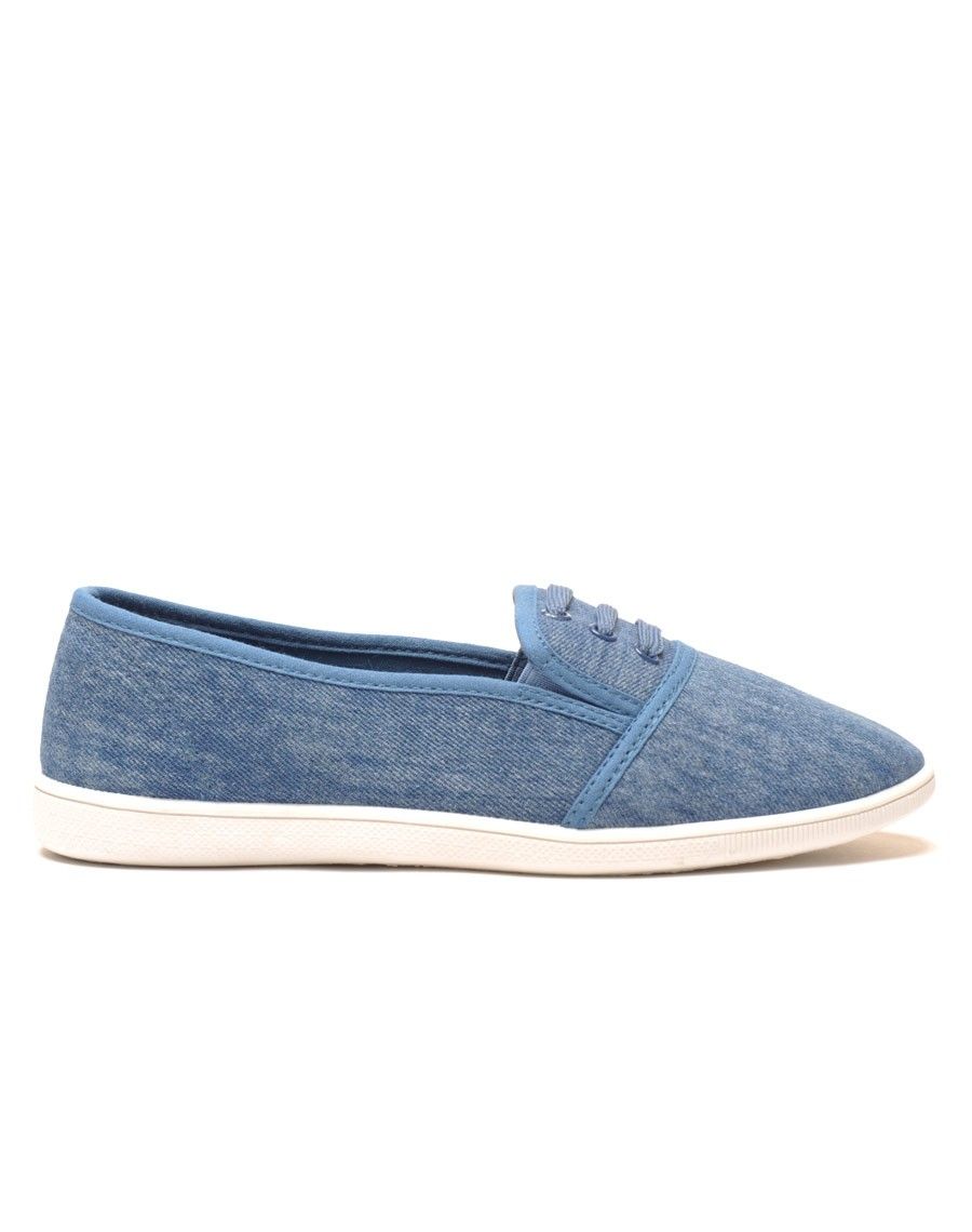 Slipper bleu jeans lacé