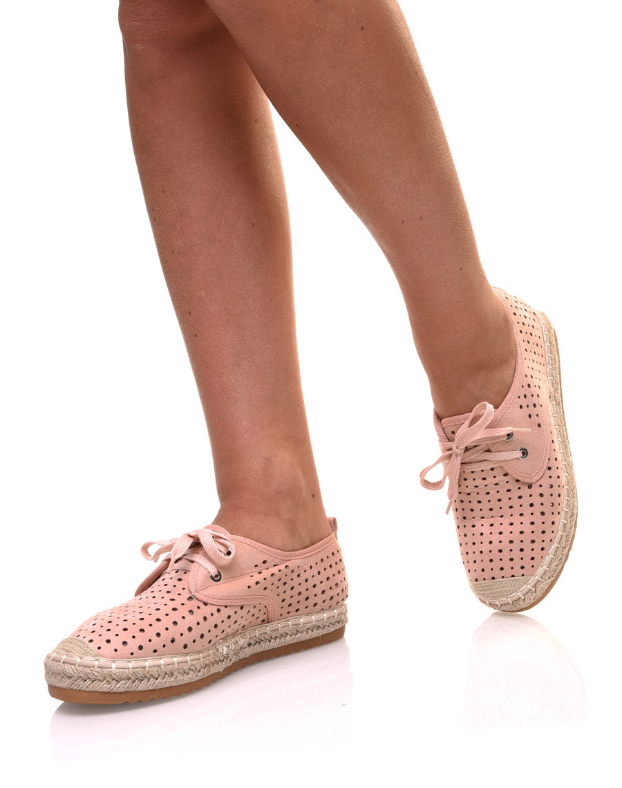 Sneakerdrilles roses en suédine