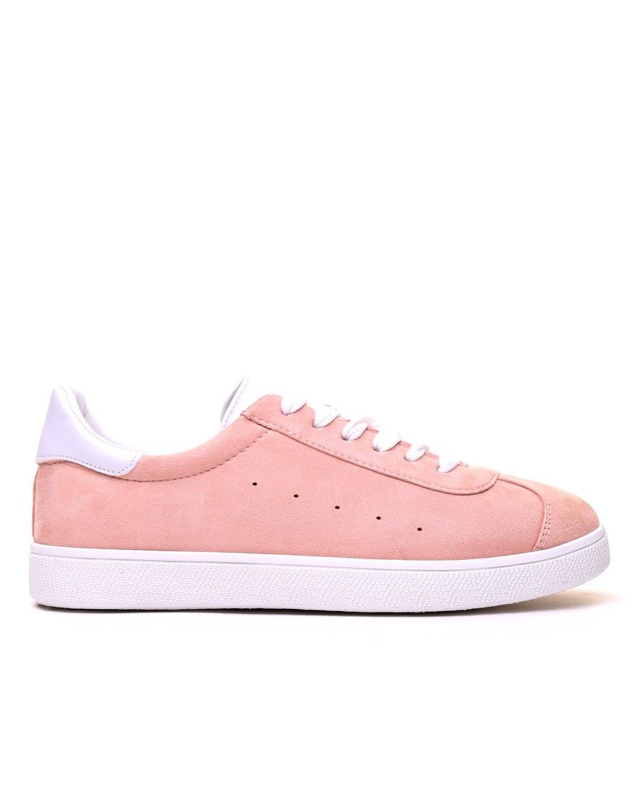 Sneakers en suédine rose pale