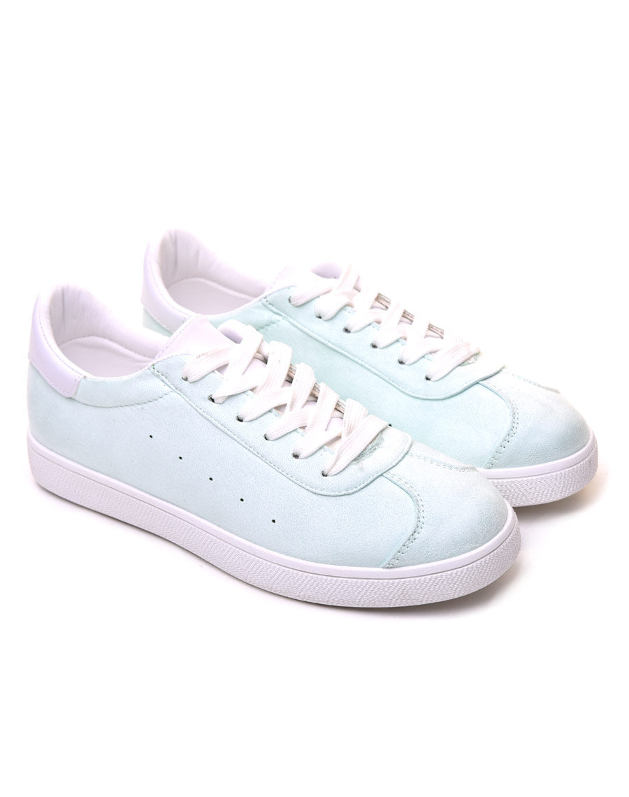 Sneakers en suédine vert eau