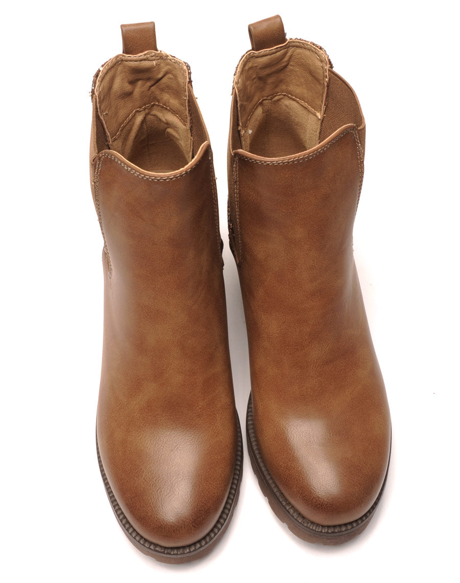 Sublimes Chelsea boots marron à talons et paillettes