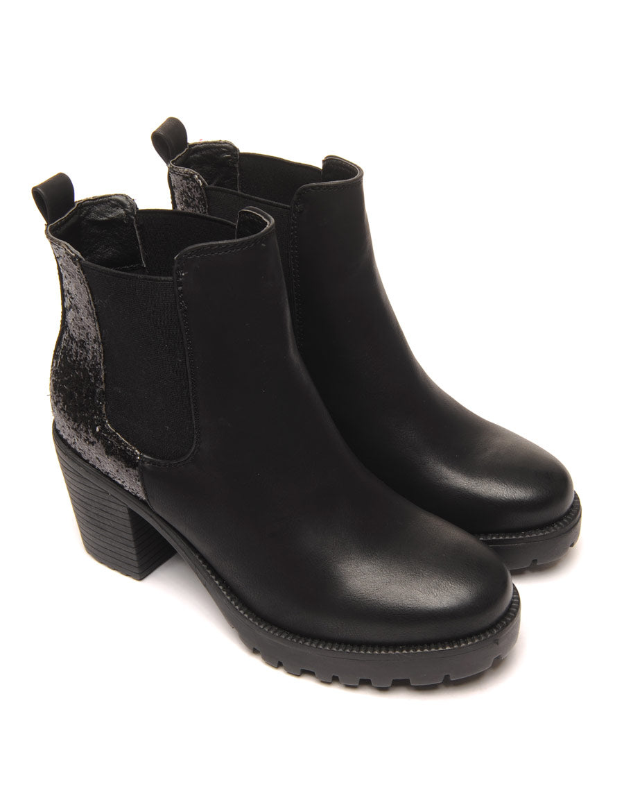 Sublimes Chelsea boots noires à talons et paillettes