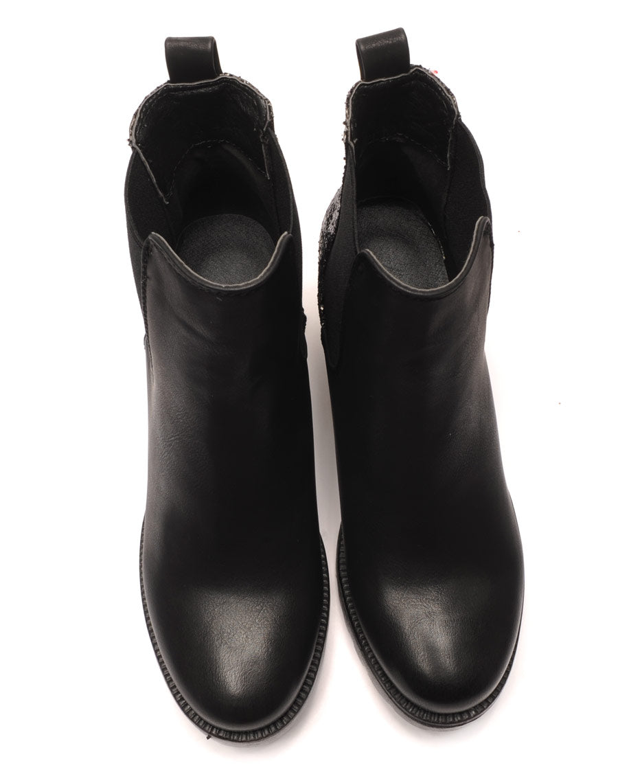 Sublimes Chelsea boots noires à talons et paillettes