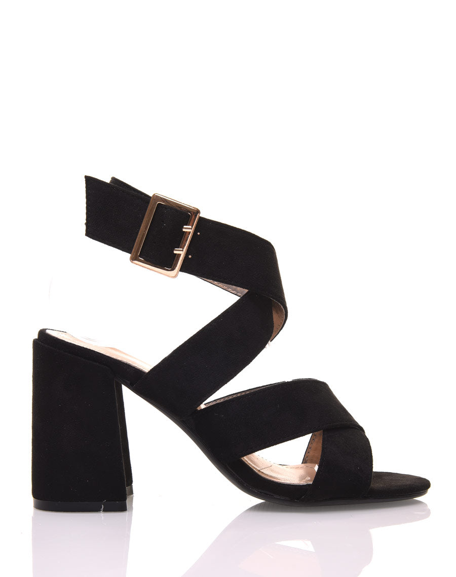 Talons en suédine multi-lanières noires