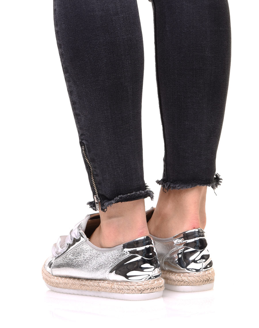 Tennis bi matières argentés