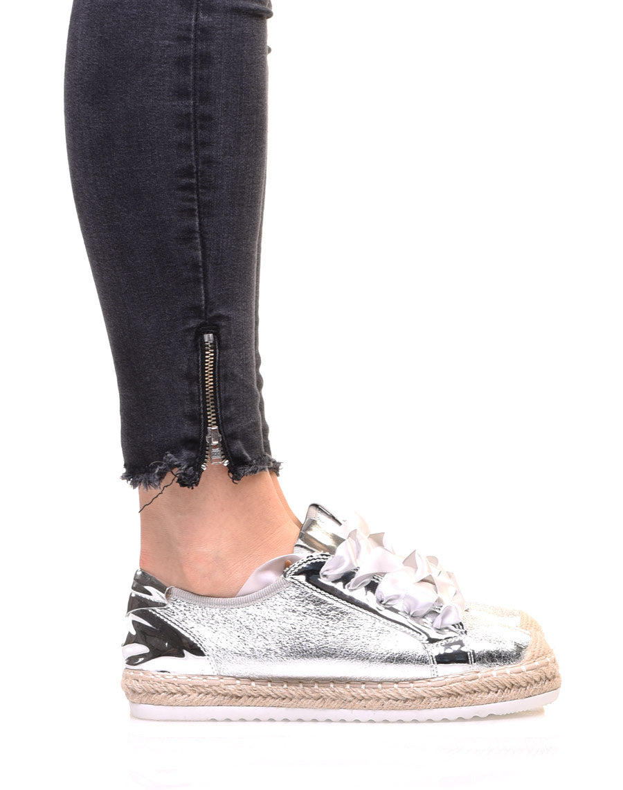 Tennis bi matières argentés