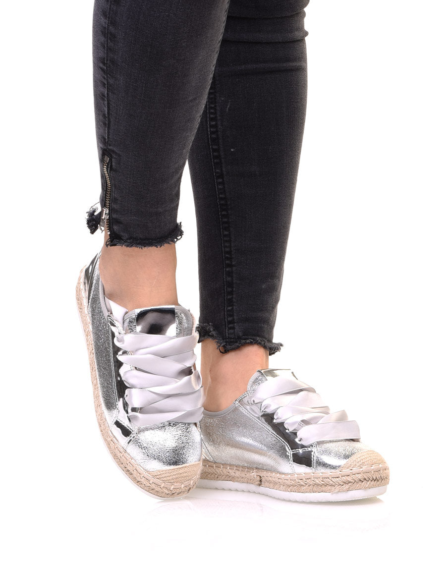 Tennis bi matières argentés